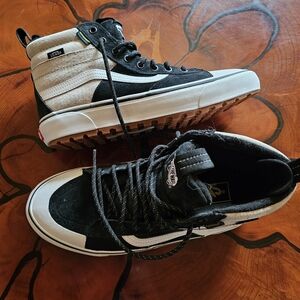 Vans Black, Tan and White High-Top Sneakers. Men's 8.5 Or Women's 10